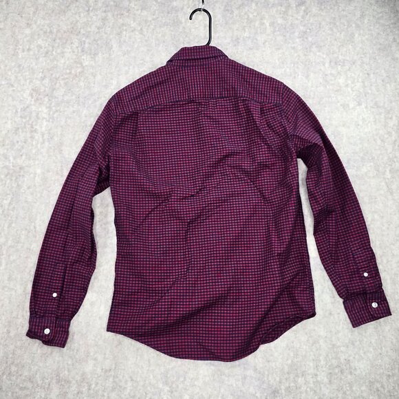 Gap Standard Fit Stretch Red & Blue Checkered Button-Down Shirt Size S - Picture 2 of 5